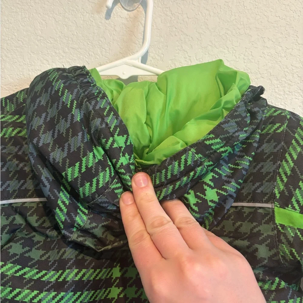 Columbia Toddler Winter Puffer Jacket Green Plaid Hooded Coat 18-24M